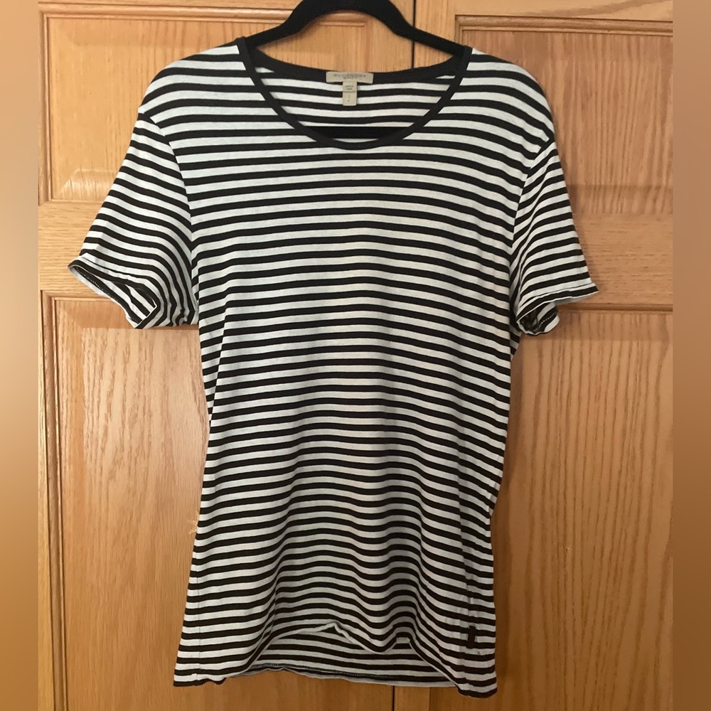 Burberry Black and White Striped Tee Size Small